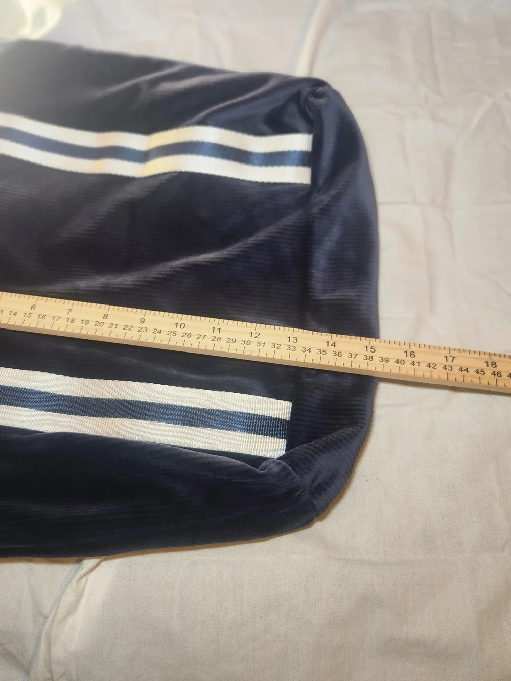 PINK Victoria's Secret Navy Corduroy Tote with Cream & Navy Striped Handles
